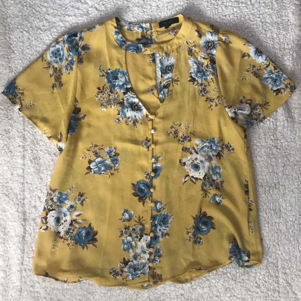 Yellow floral blouse shirt